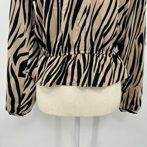 Sanctuary Zebra Print Peplum Top Women's XS V Neck Blouse Y2K Boho Chic Party - Picture 6 of 11